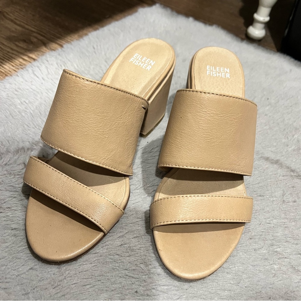 Size 7 Eileen Fisher Nude Open-Toed Heels